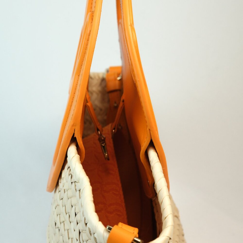 Christian Louboutin Small Biloumoon Basketweave Handbag, Orange - Picture 10 of 13